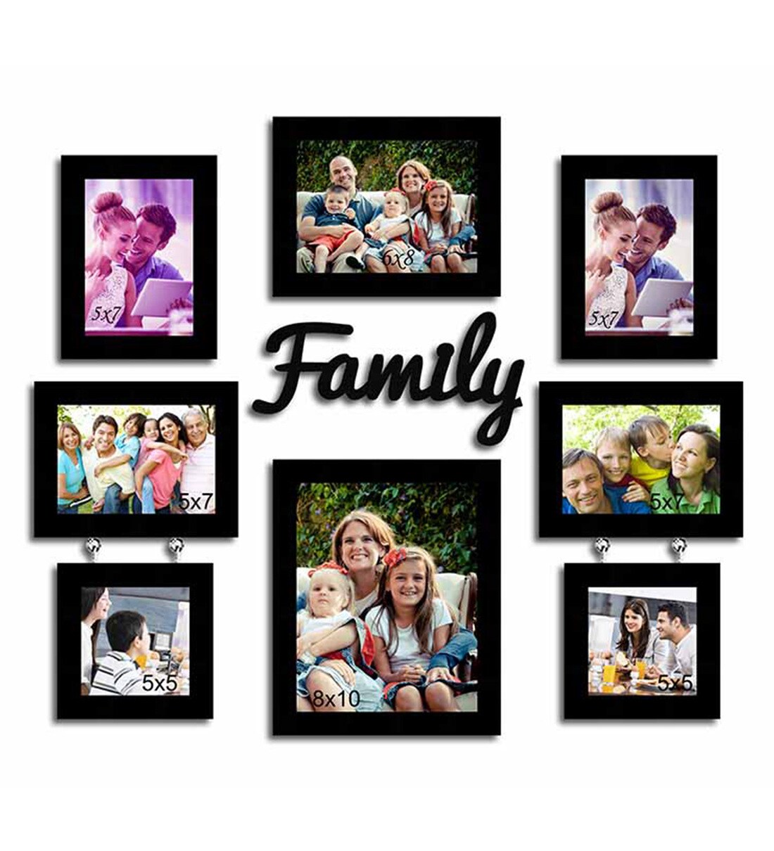 Buy Black Synthetic Wood wall photo frame set of 8 By Art Street Online Collage Photo Frames