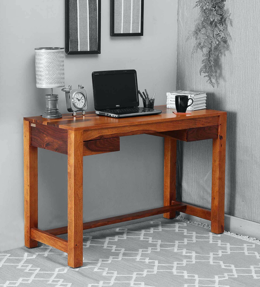 Buy Claire Solid Wood Study Table In Warm Walnut Finish By Woodsworth