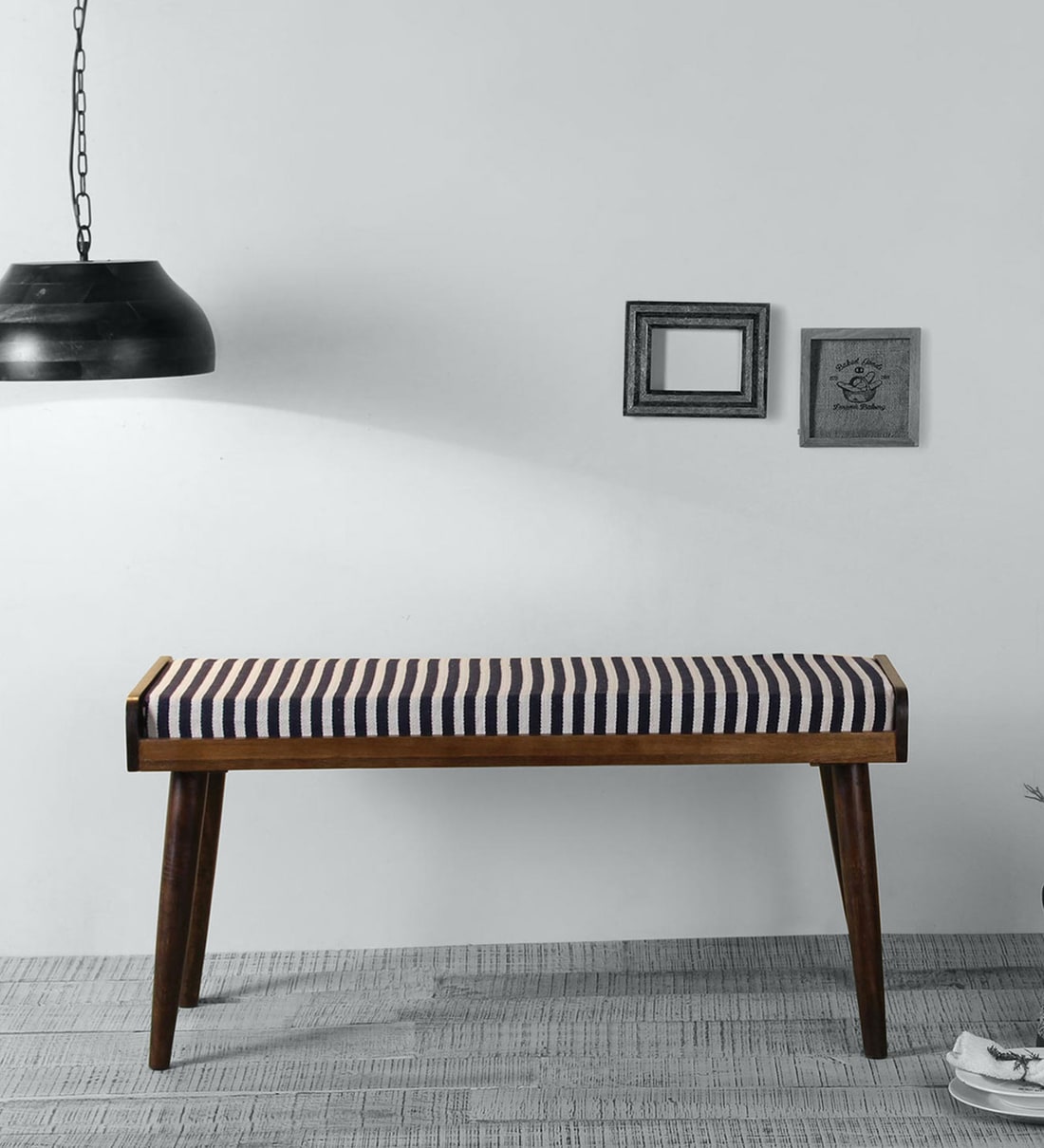 Buy Classic Bench In Walnut Finish By Fabuliv Online - Mid-Century ...