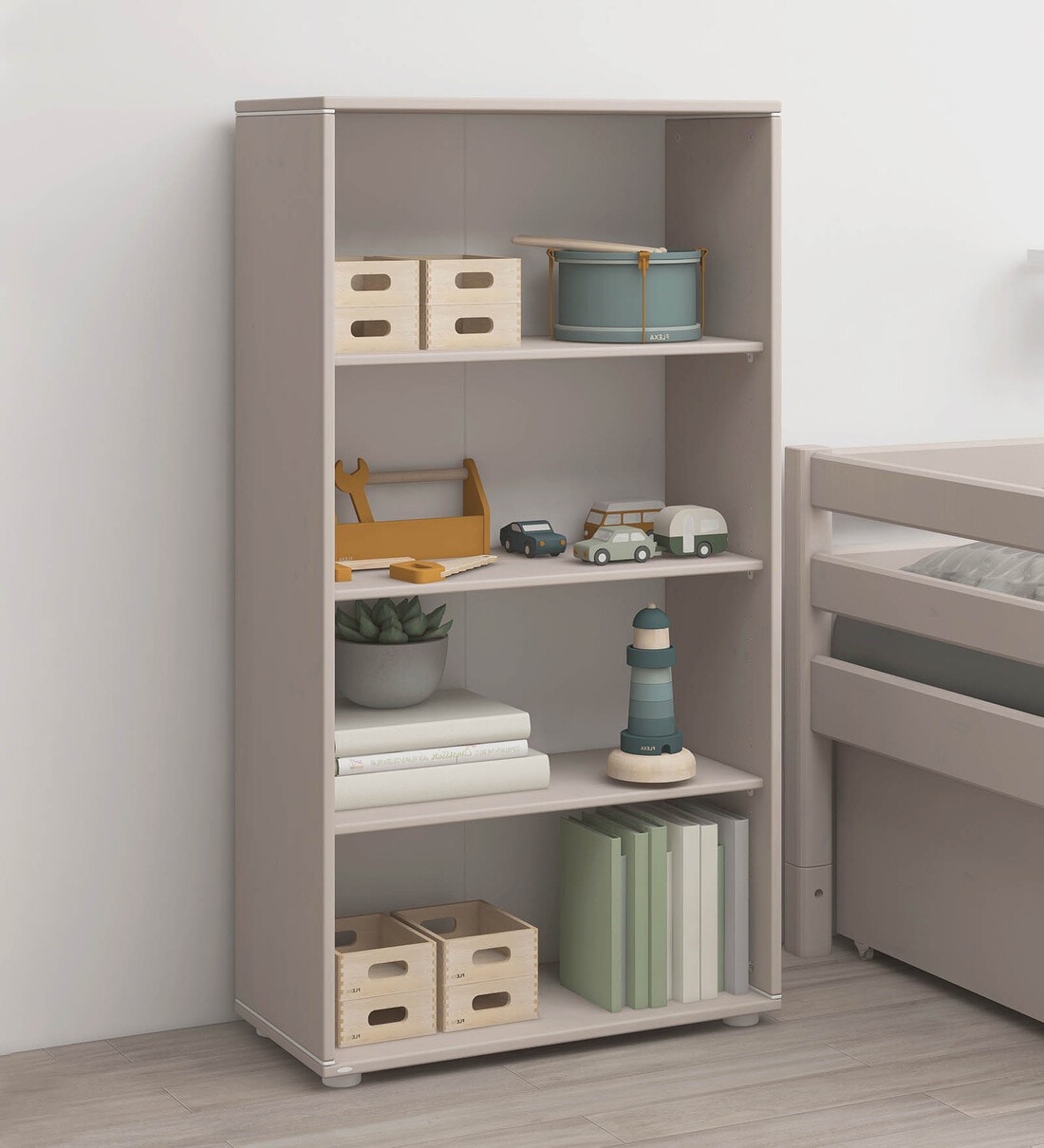 Buy Classic Solid Wood Kids Bookshelf in Grey Finish at 100 OFF by