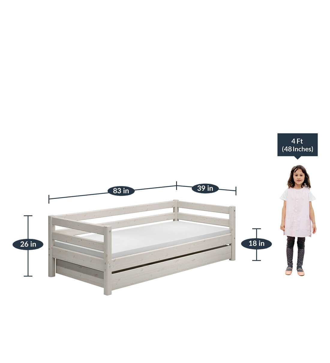 Buy Classic Daybed With Pullout Bed In White Colour By Flexa Online
