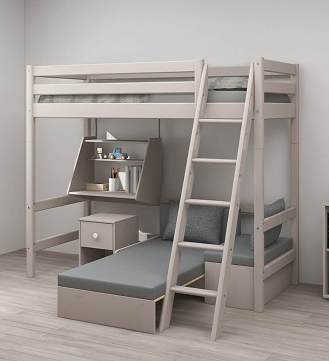 Buy Classic Solid Wood Bunk Bed in Dark Grey Finish at 100 OFF by Flexa Pepperfry