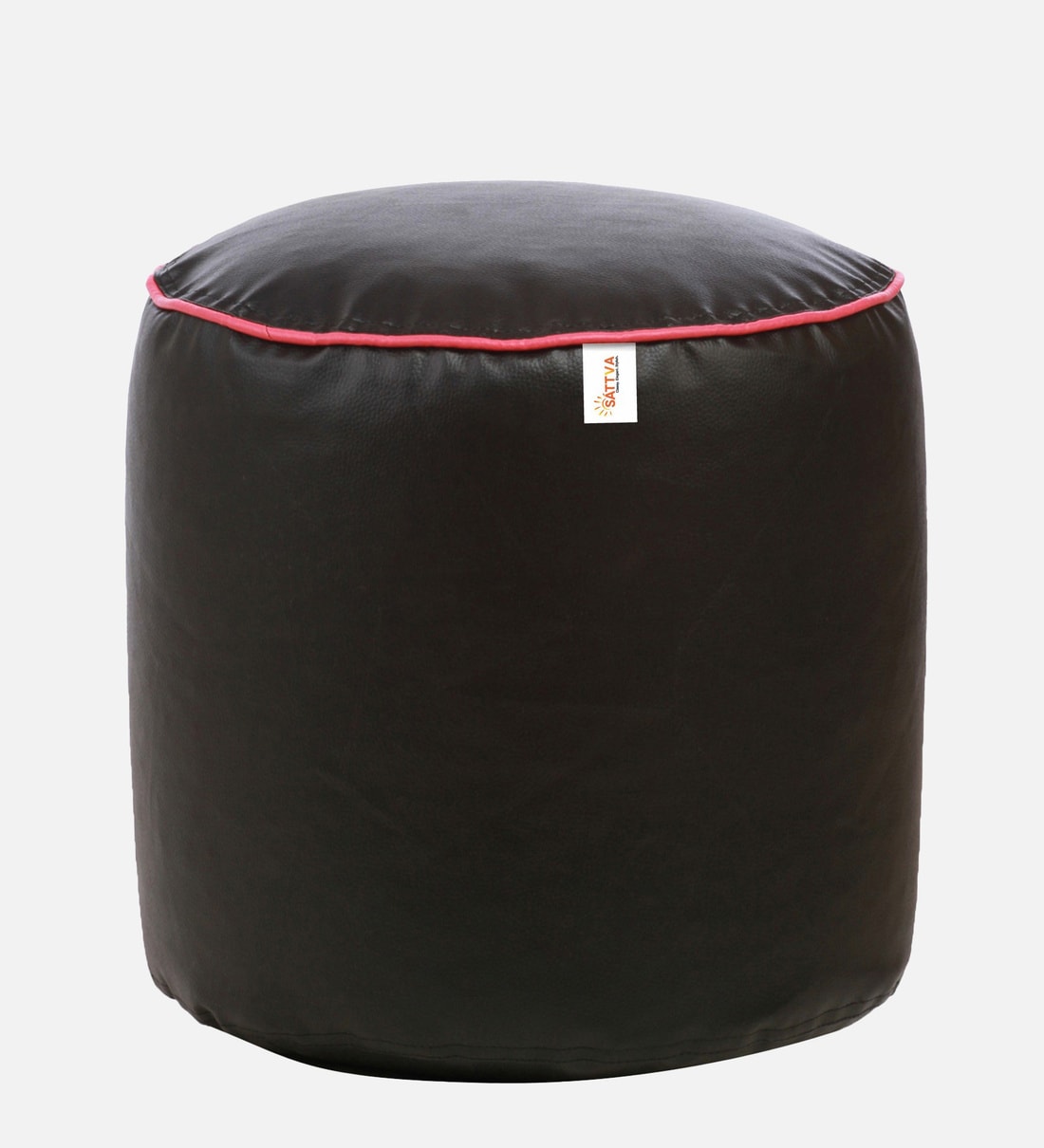 Buy Classic Round Pouffe With Beans In Black Colour by Sattva Online