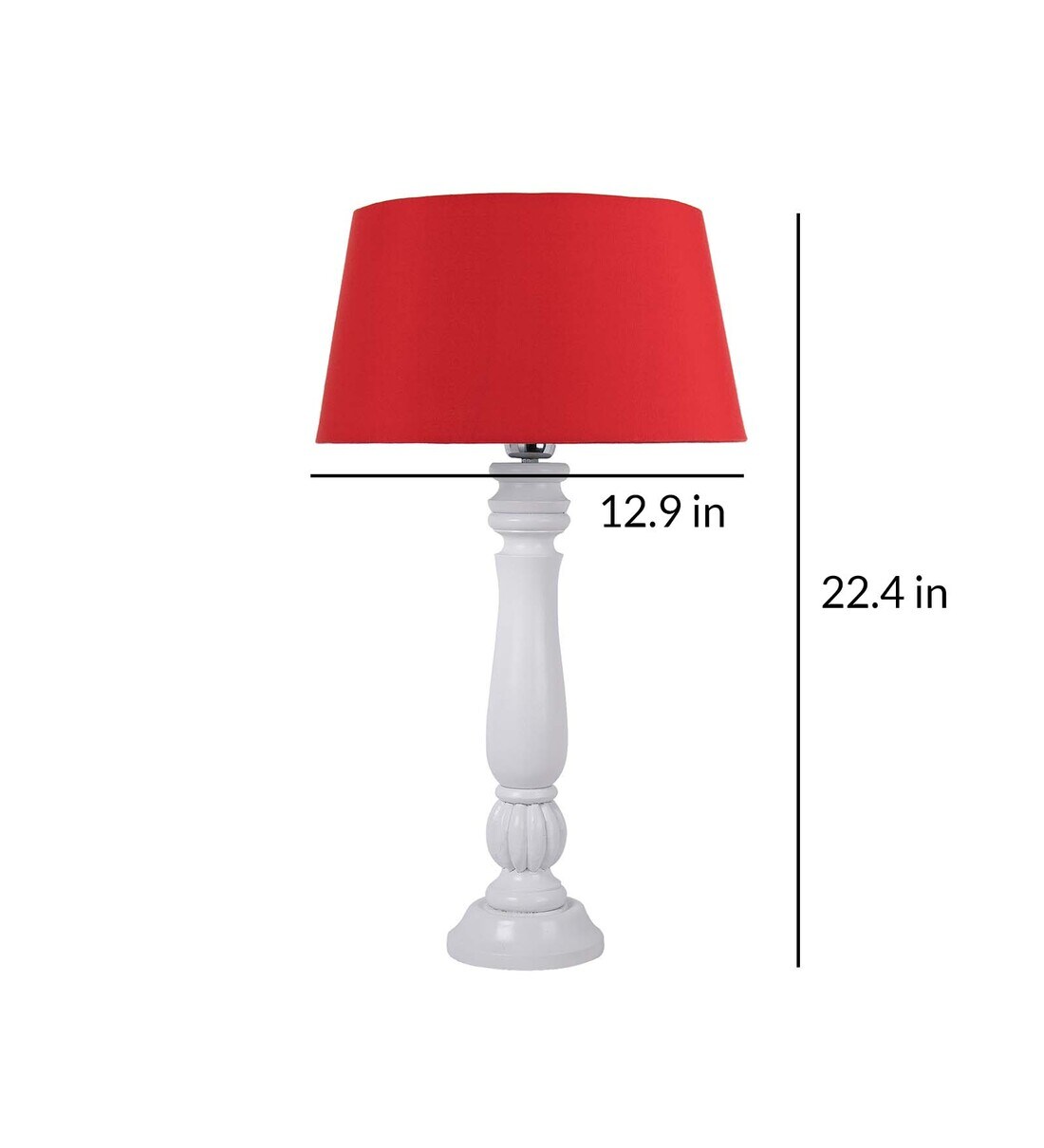 Buy Classic Victorian White Wood Table Lamp With Red Shade Online