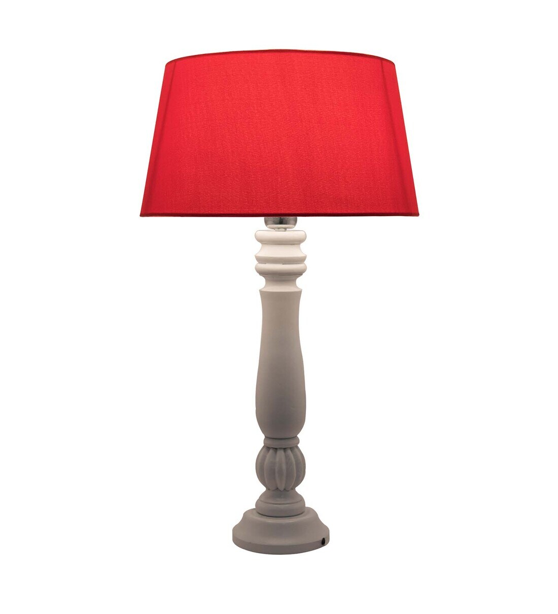 Buy Classic Victorian White Wood Table Lamp With Red Shade Online