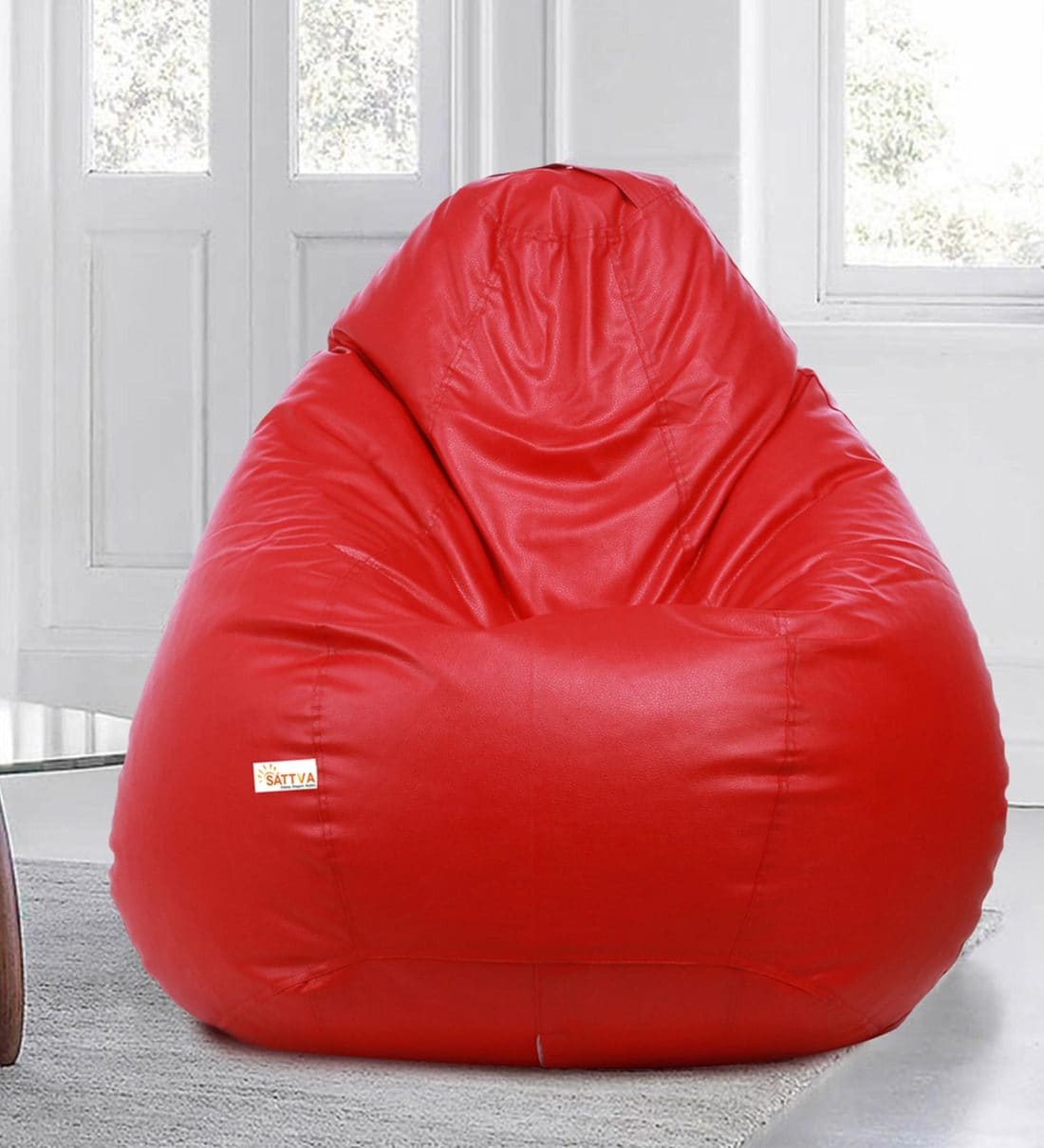 Buy Classic XXL Bean Bag with Beans in Red Colour by Sattva Online