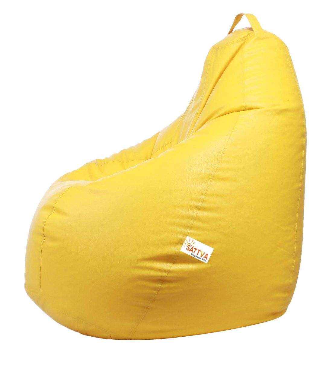 Buy Classic XXL Bean Bag with Beans in Yellow Colour by Sattva Online