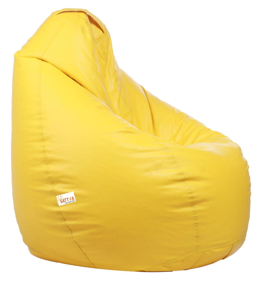 Buy Classic XXL Bean Bag with Beans in Yellow Colour by Sattva Online