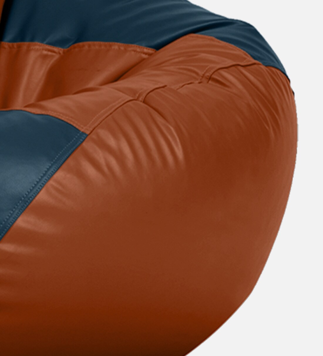 Buy Classic XXL Leatherette Bean Bag Cover in Blue & Tan Colour by
