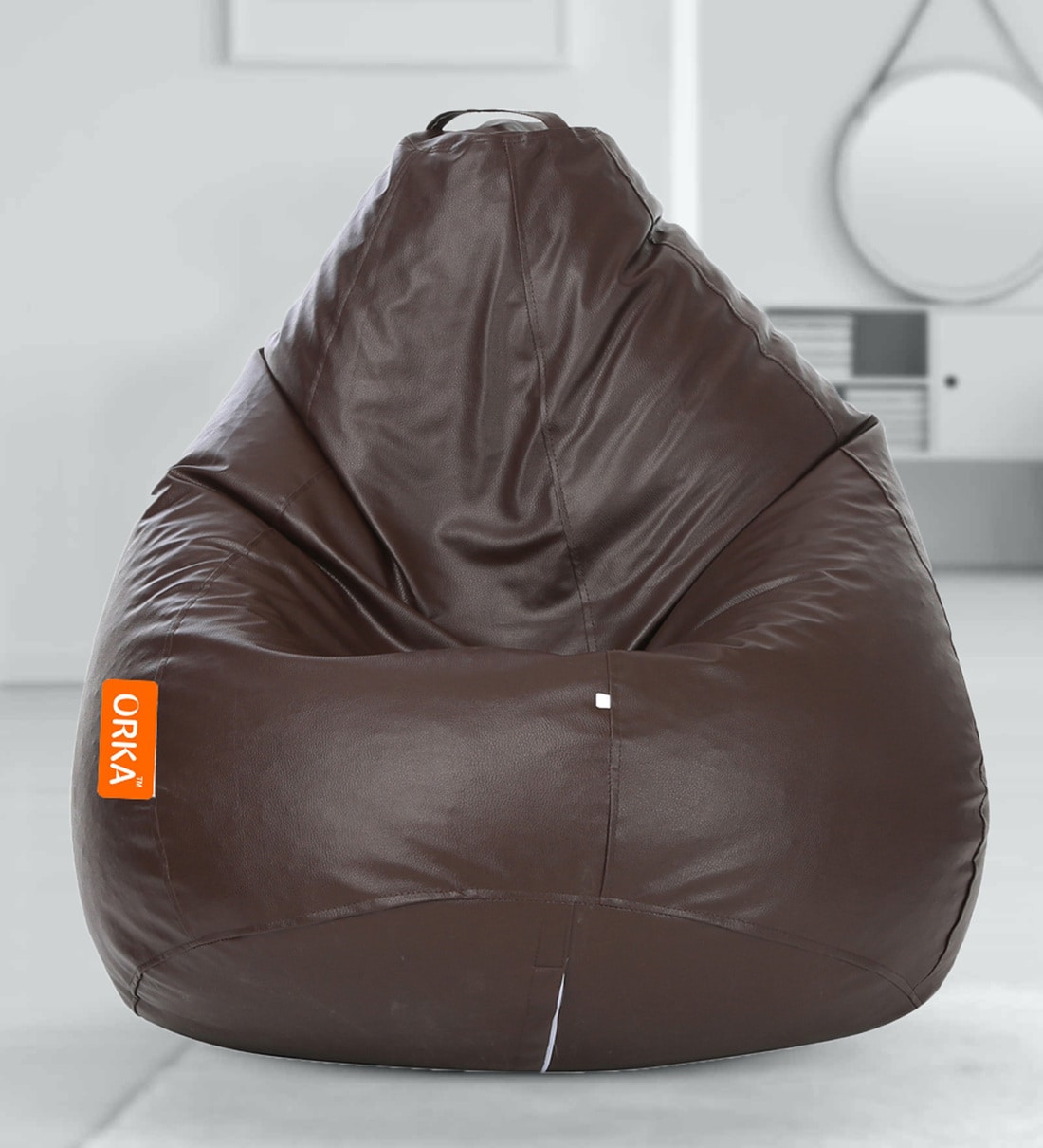 Buy Classic XXL Bean Bag with Beans in Brown Colour by Orka Online