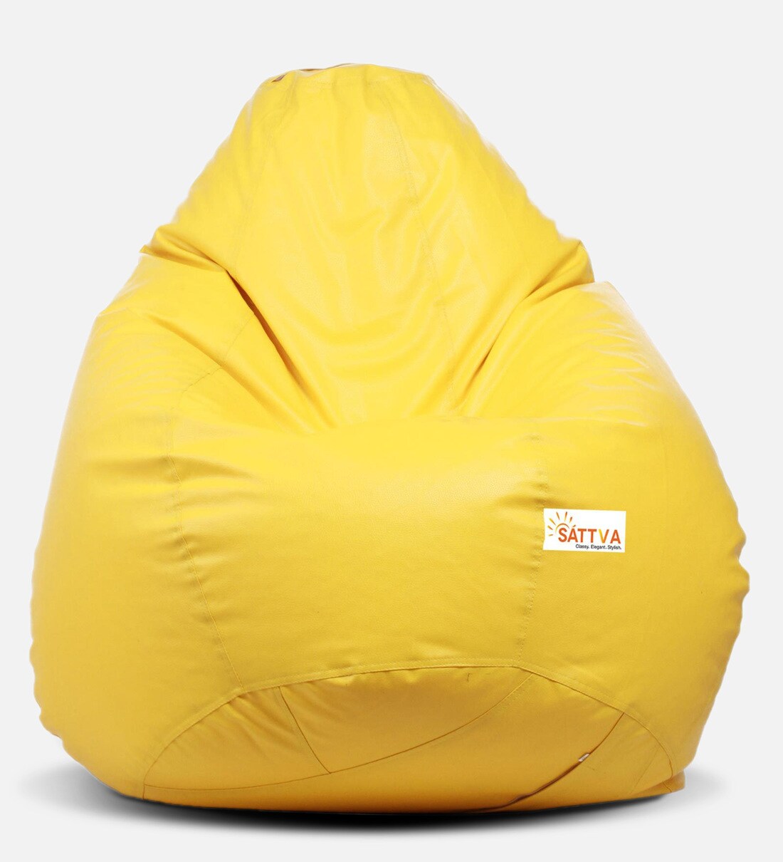 Buy Classic XXL Bean Bag with Beans in Yellow Colour by Sattva Online