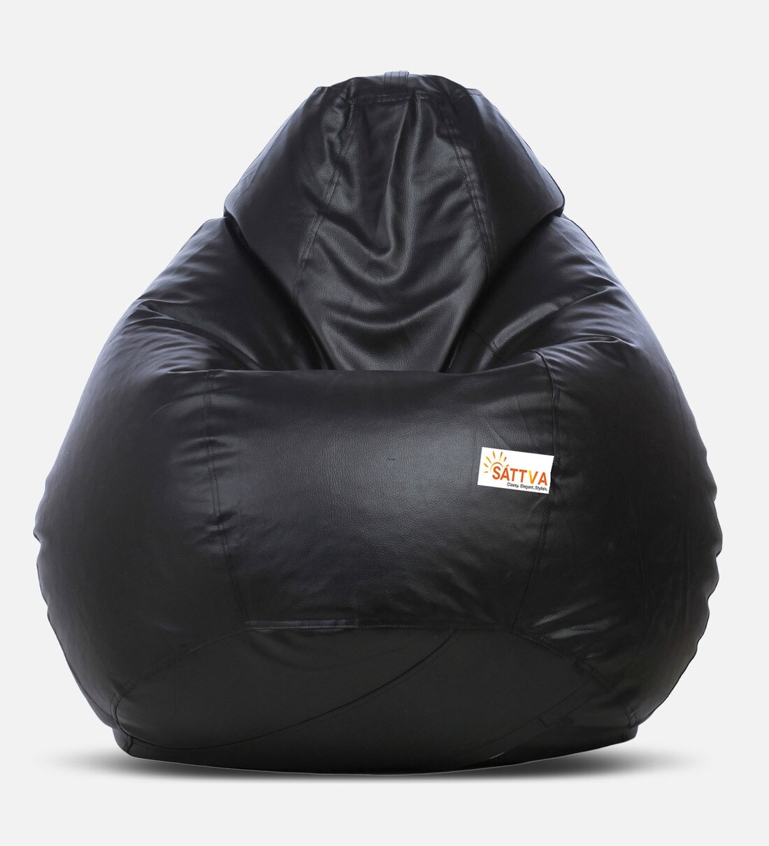 Buy Classic XXXL Leatherette Bean Bag with Beans in Black Colour by ...