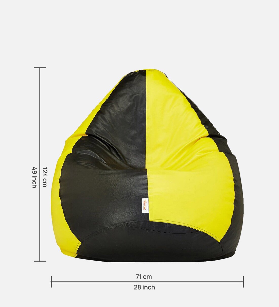 Buy Classic XXXL Filled Bean Bag In Yellow and Black Colour by Sattva