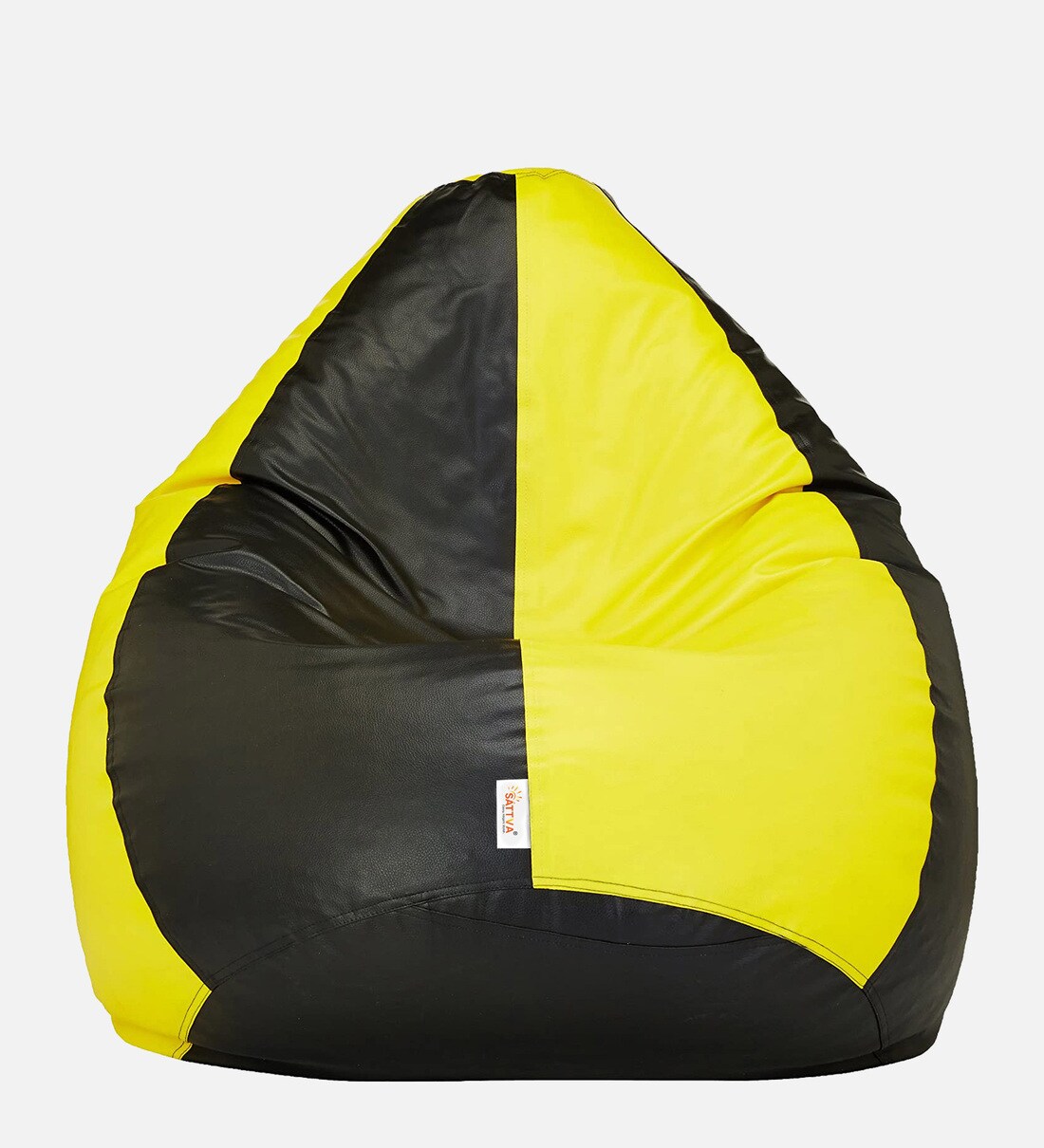 Buy Classic XXXL Filled Bean Bag In Yellow and Black Colour by Sattva