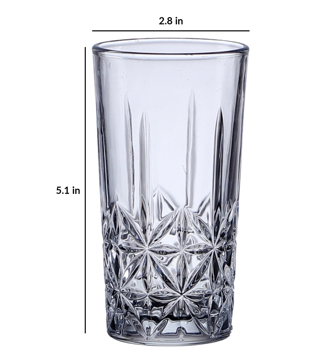 Crystal Carved Glass Water Jug with 6 Pieces Tumbler Set ( 1.7 L Jug / 278  ml Glasses )