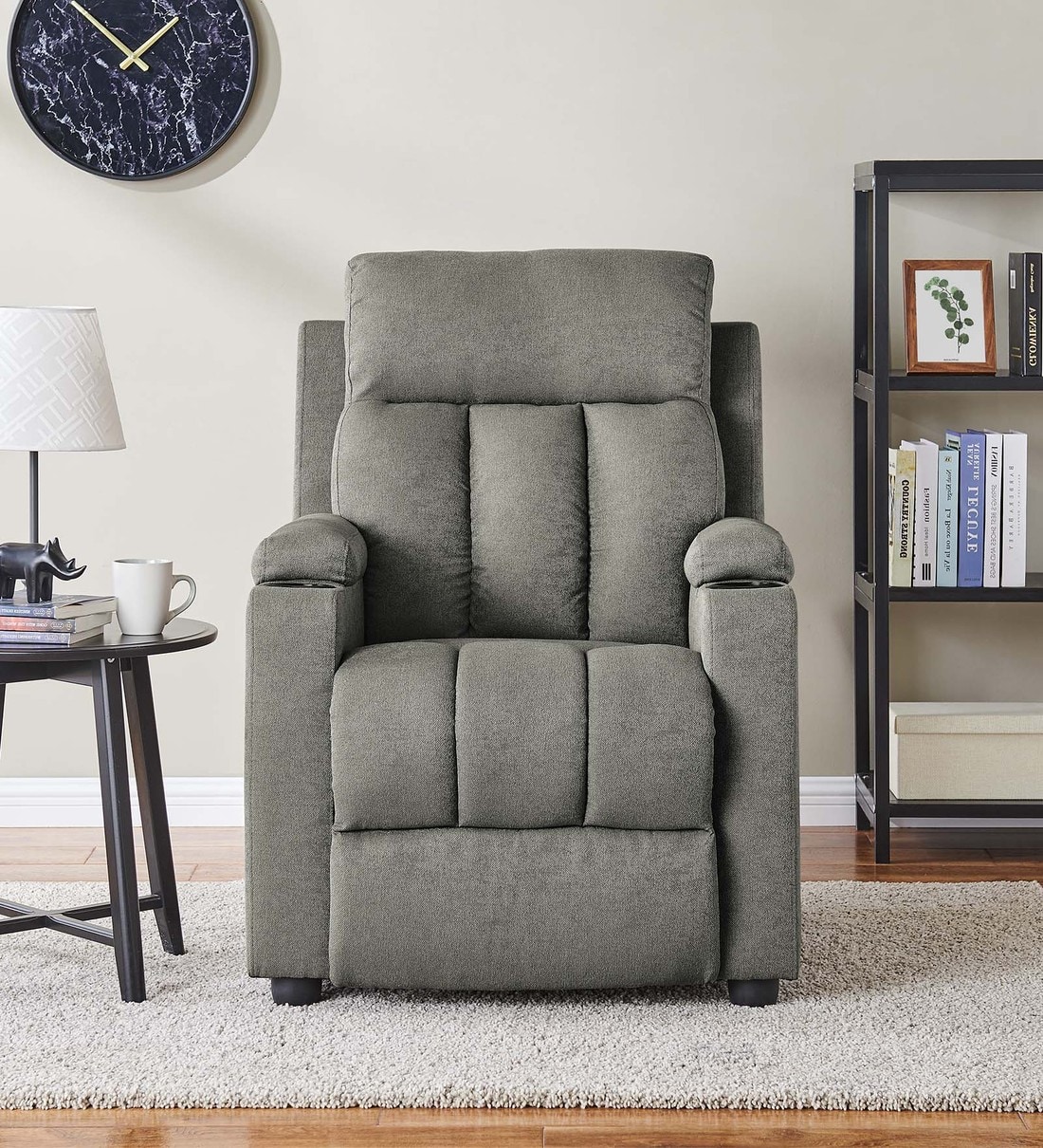 Buy Classy Fabric Manual Seater Recliner In Light Grey Colour at