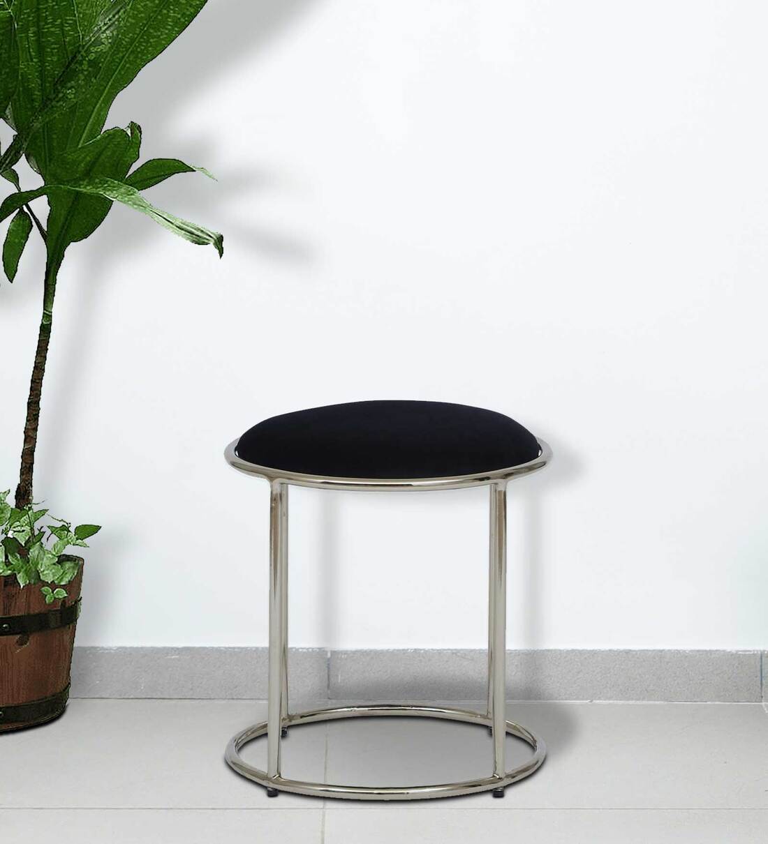 Buy Claudy Seating Stool with Black Seat & Chrome Finish at 26 OFF by