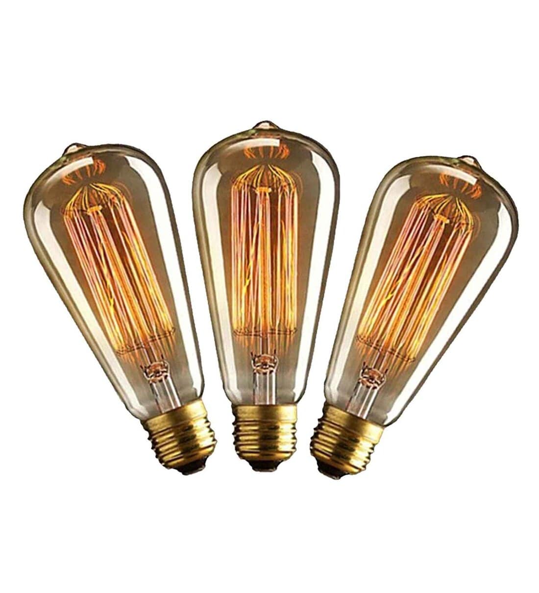 Buy 40 Watt Pear Shaped Filament Bulb (Pack of 3) by Homesake Online