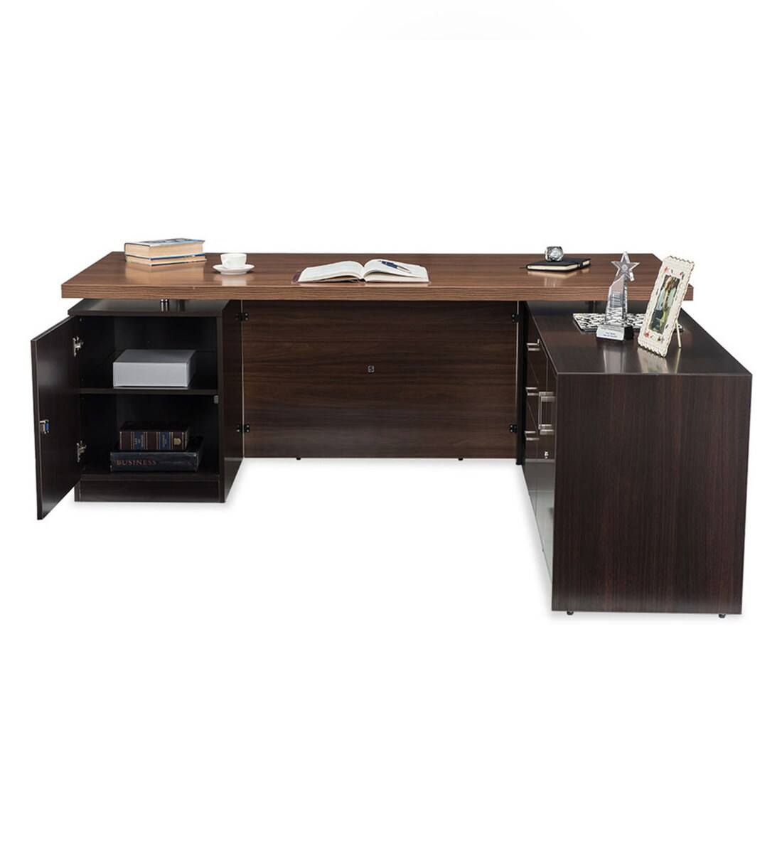 Buy Clint Boss Table with Moveable Pedestal in Classic Walnut Finish by