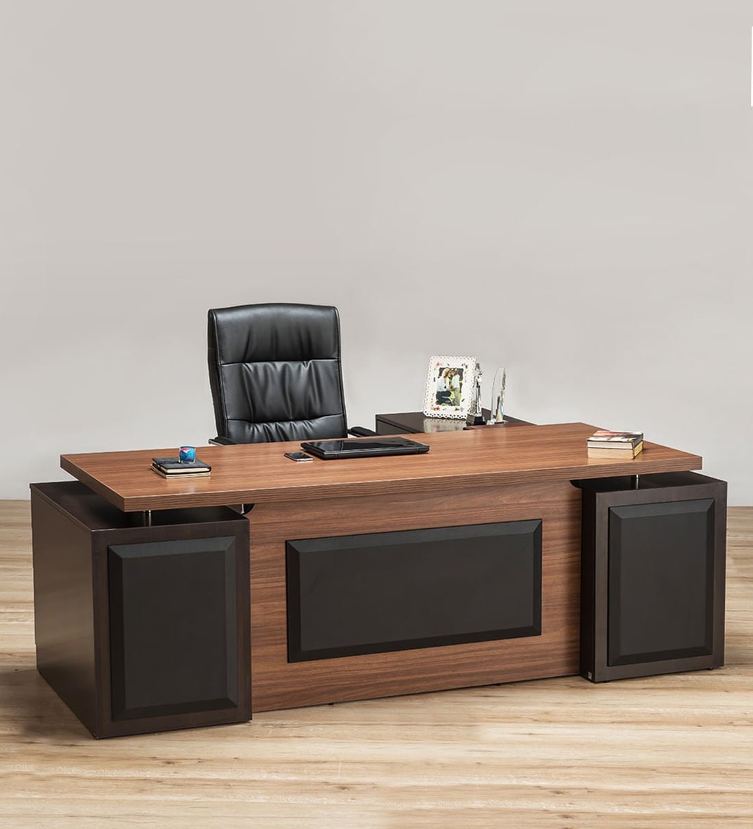 Buy Clint Executive Desk in Classic Walnut Finish by Durian Online