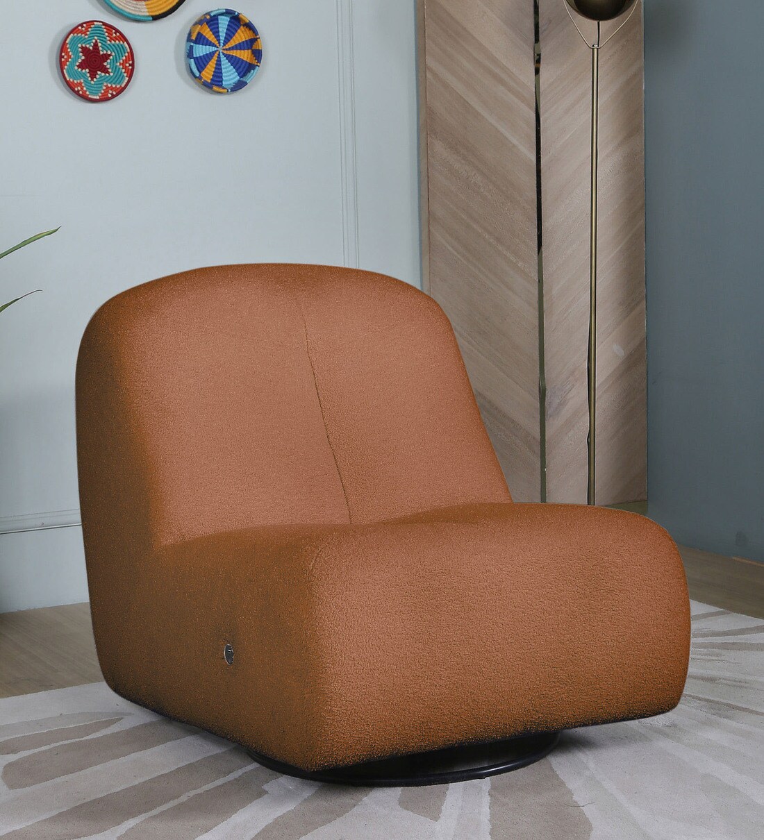 Buy Cloudio Boucle Chair With Swivel And Rocking Function In Rust ...