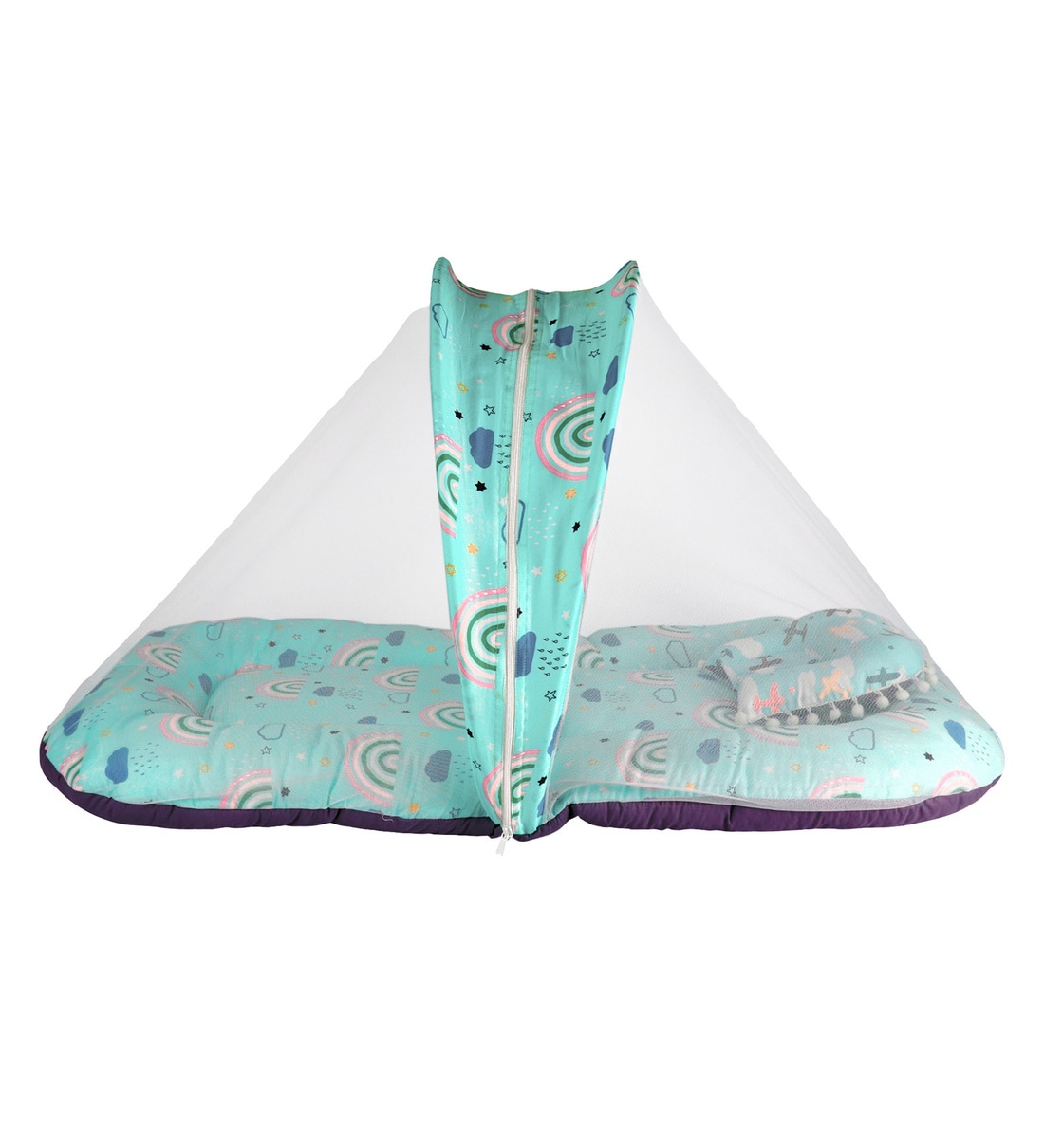 Buy Clouds Sleeping Bag with Net in Blue Colour by Plush Kids Online