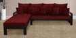 Clara Solid Wood RHS Sofa with Lounger in Walnut Finish & Maroon Upholstery