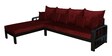 Clara Solid Wood RHS Sofa with Lounger in Walnut Finish & Maroon Upholstery