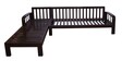 Clara Solid Wood RHS Sofa with Lounger in Walnut Finish & Maroon Upholstery