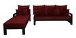 Clara Solid Wood RHS Sofa with Lounger in Walnut Finish & Maroon Upholstery