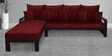 Clara Solid Wood RHS Sofa with Lounger in Walnut Finish & Maroon Upholstery