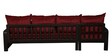 Clara Solid Wood RHS Sofa with Lounger in Walnut Finish & Maroon Upholstery