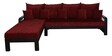 Clara Solid Wood RHS Sofa with Lounger in Walnut Finish & Maroon Upholstery