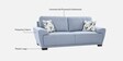 Clarksville Fabric 3 Seater Sofa in Powder Blue Colour