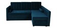 Claven Velvet LHS Pull Out Sofa Cum Bed In Teal Blue Colour With Storage