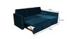 Claven Velvet LHS Pull Out Sofa Cum Bed In Teal Blue Colour With Storage
