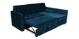 Claven Velvet LHS Pull Out Sofa Cum Bed In Teal Blue Colour With Storage