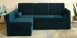 Claven Velvet RHS Pull Out Sofa Cum Bed In Teal Blue Colour With Storage