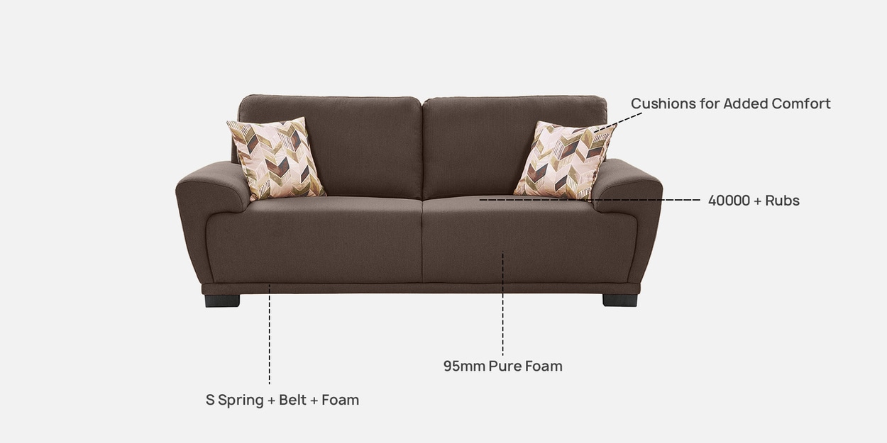Buy Clarksville Fabric 3 Seater Sofa in Mocha Brown Colour at 22