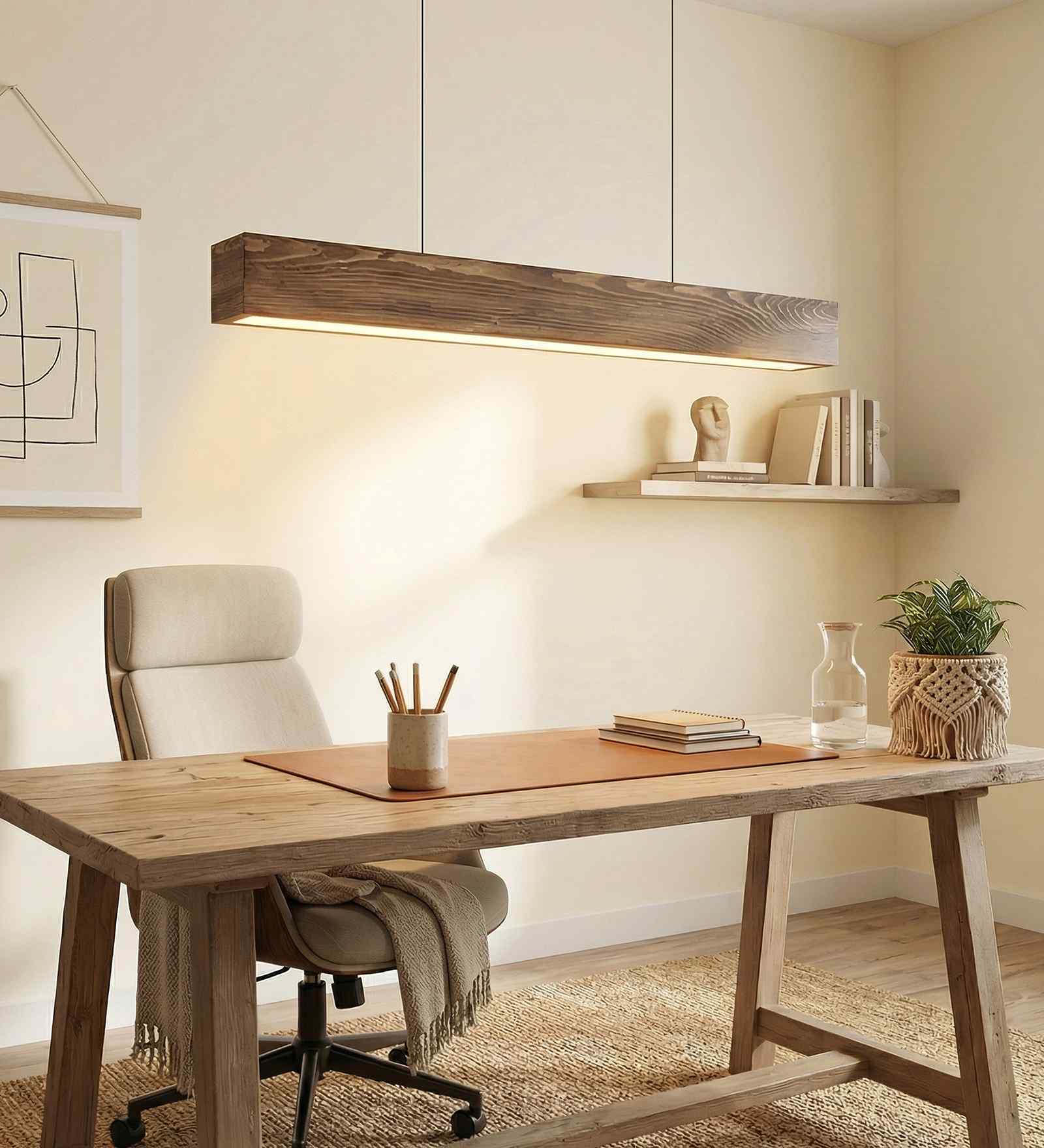 Clara 48 Brown Solid Wood Linear LED Hanging Light