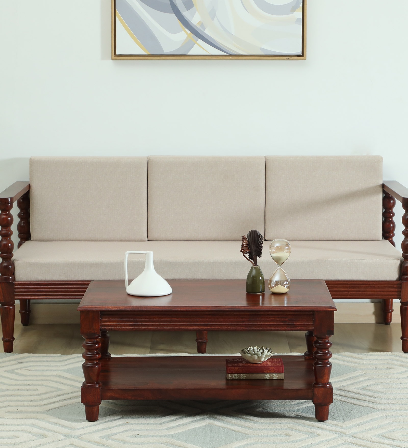 Clarion Sheesham Wood Coffee Table In Honey Oak Finish