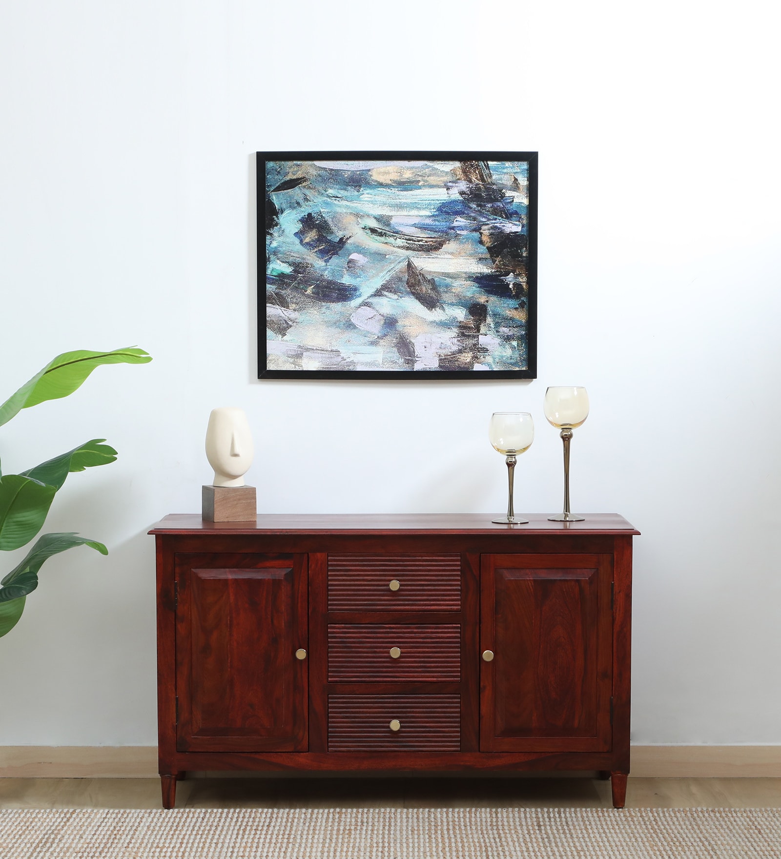 Clarion Sheesham Wood Sideboard In Honey Oak Finish