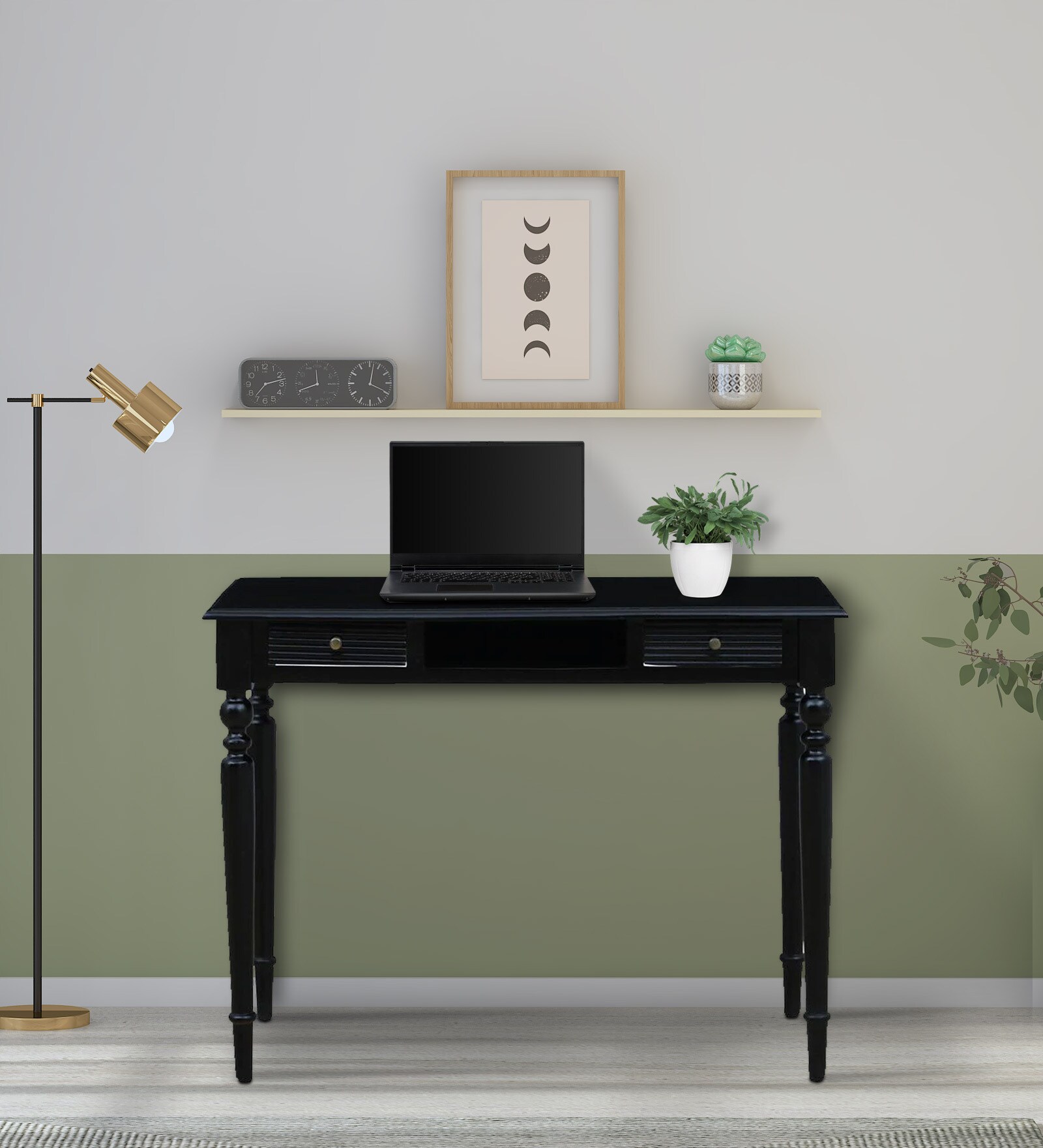 Clarion Solid Wood Study Table in Dark Walnut Finish