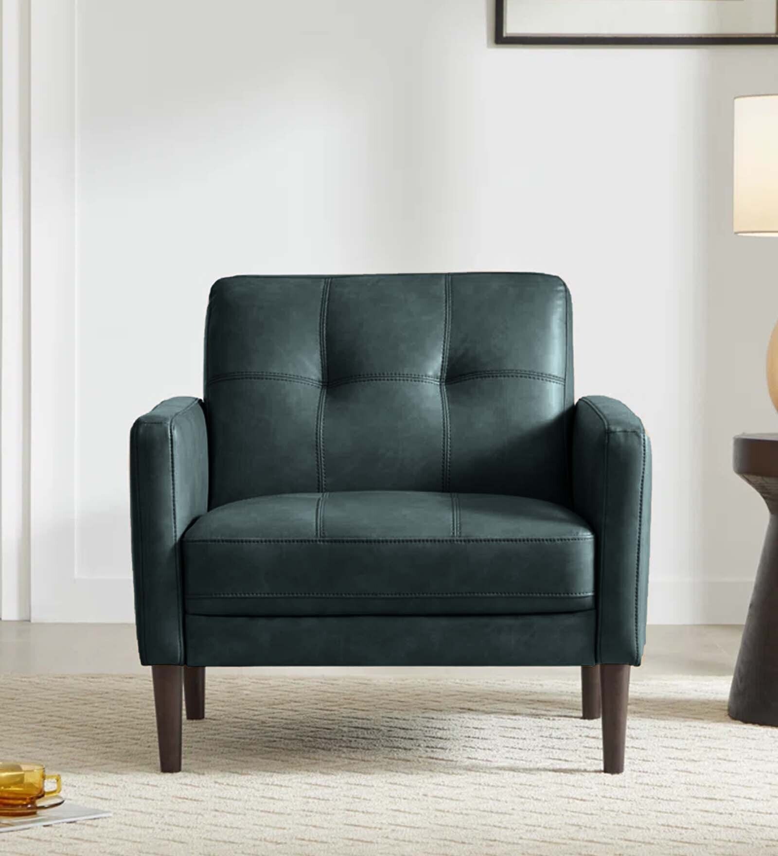 Clark Pu Leather Armchair in Grey Colour