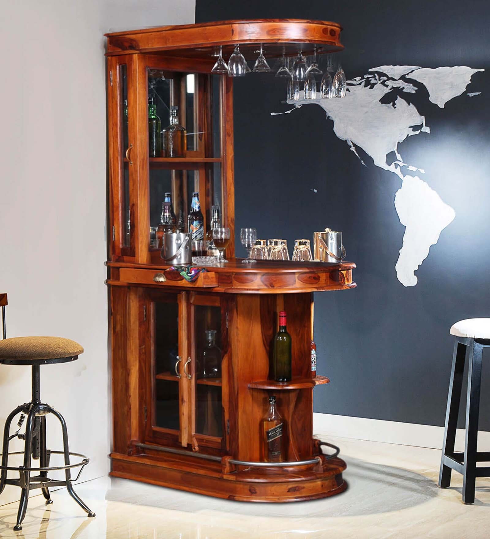 Clarke Bar Unit in Honey Oak Finish