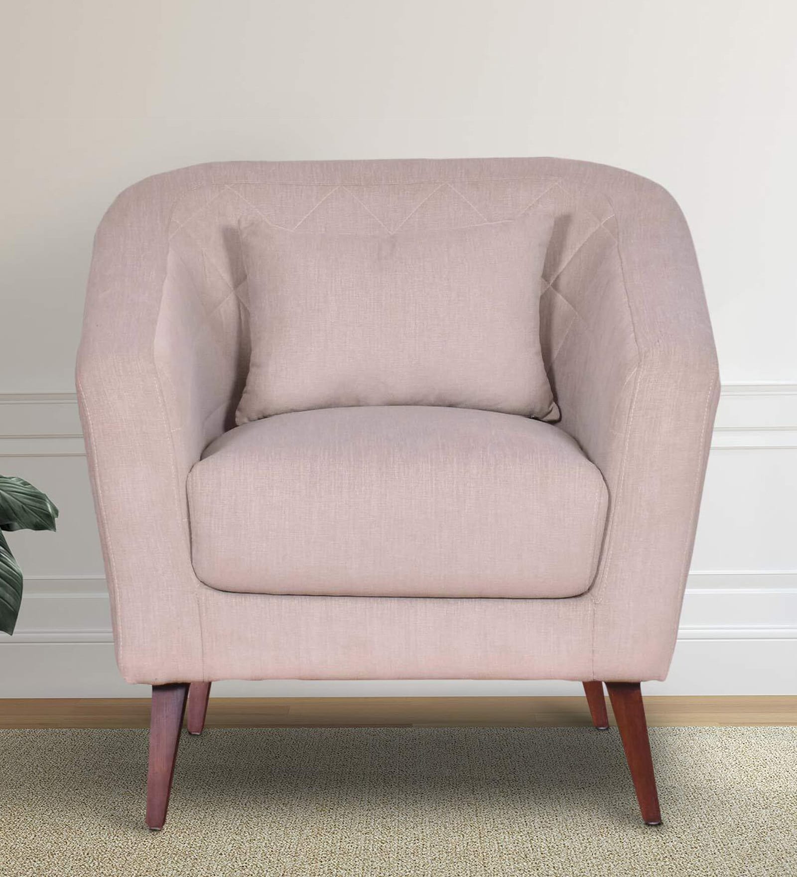 Claro Fabric 1 Seater Sofa in Beige Colour