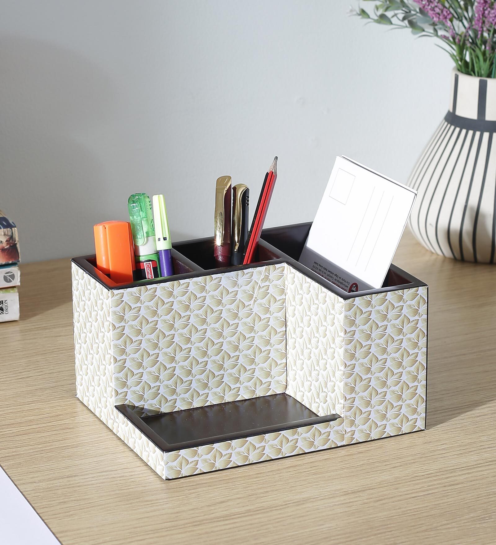 Buy Brown Green Leaf Print MDF Desk Organizer at 21% OFF by ClasiCraft ...