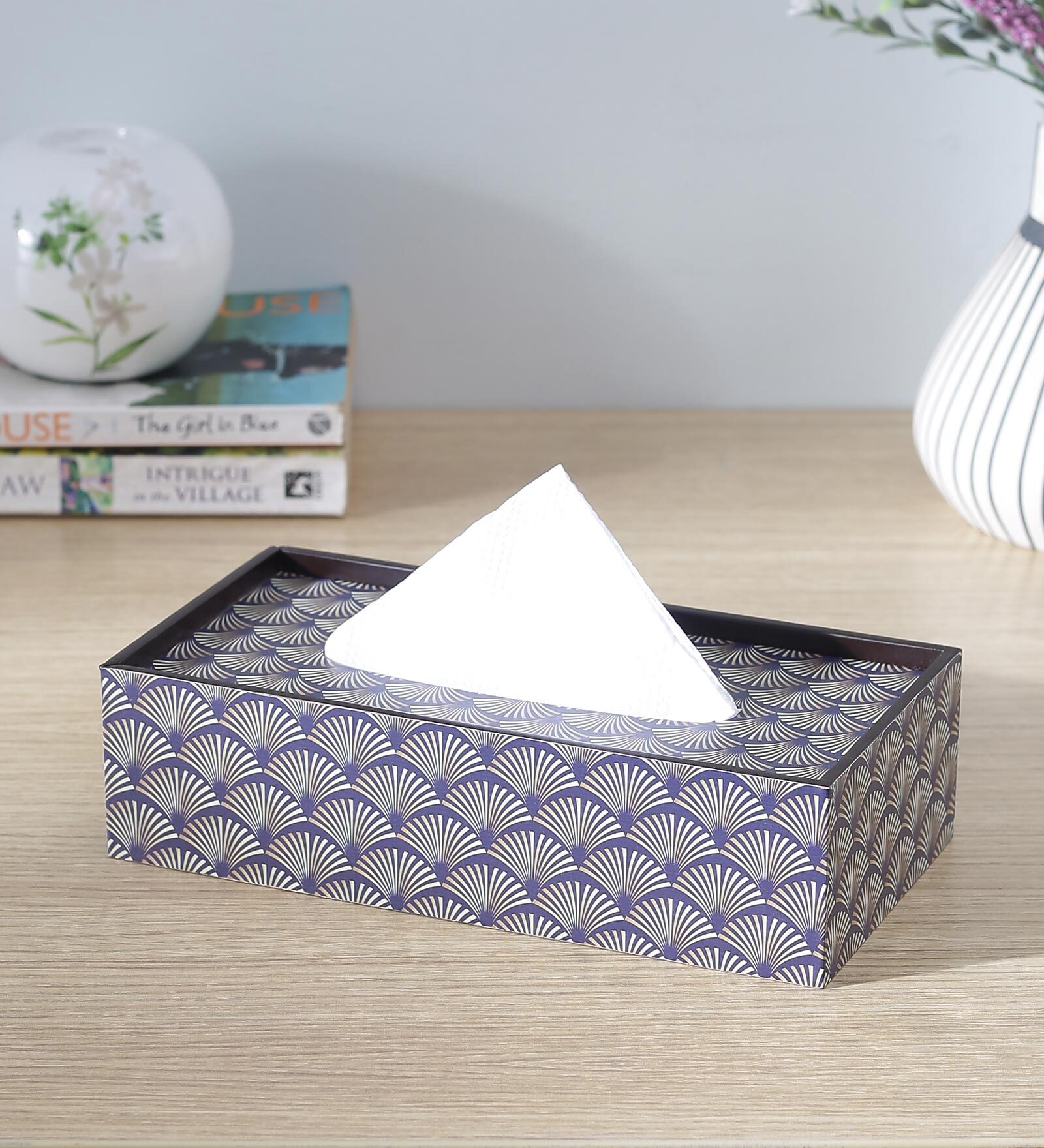 Brown Black and Gold Print MDF Tissue Holder