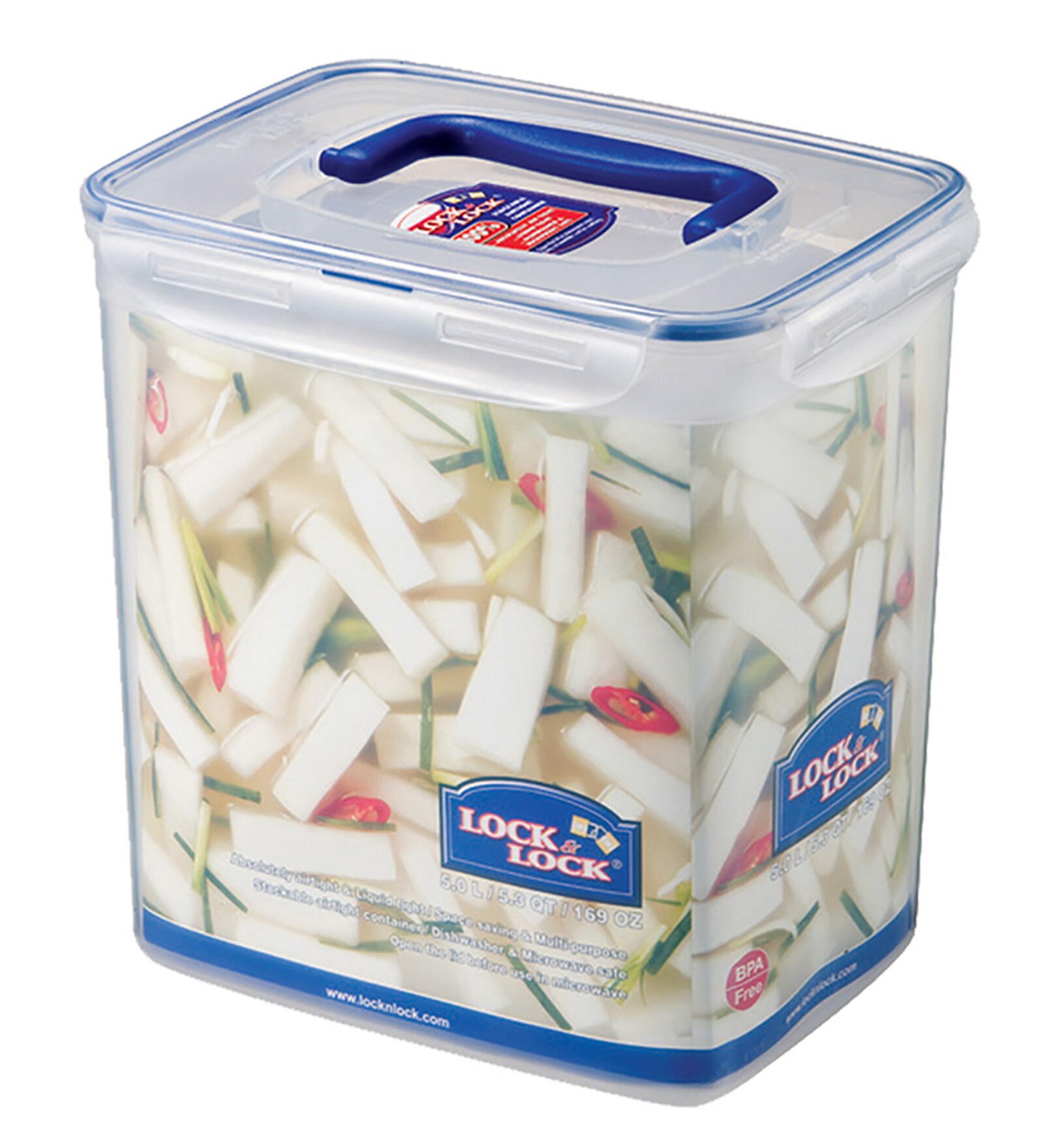 Classic 5 Liters Transparent Plastic Food Storage Container With Leak Proof Lid