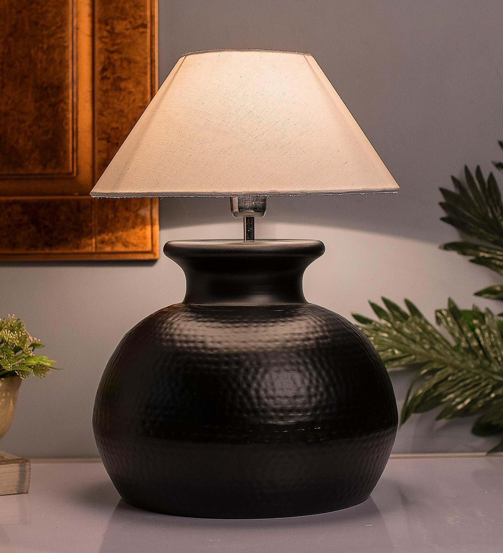 Buy Classic Cube Cut White Table Lamp with Golden Shade at 43 OFF by